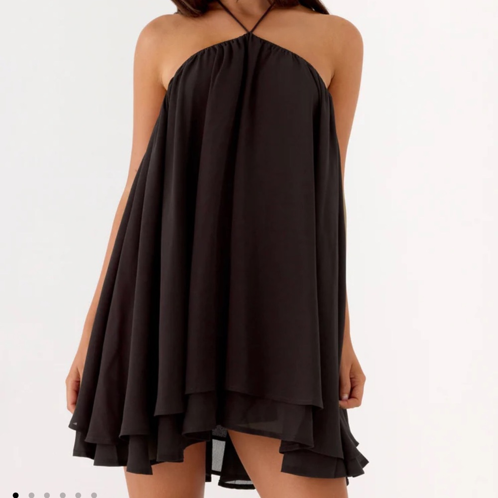 Peppermayo Strapless Black Halter Mini Dress